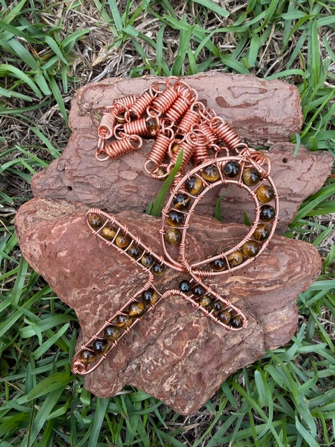 Copper Crystal Ankh Necklace